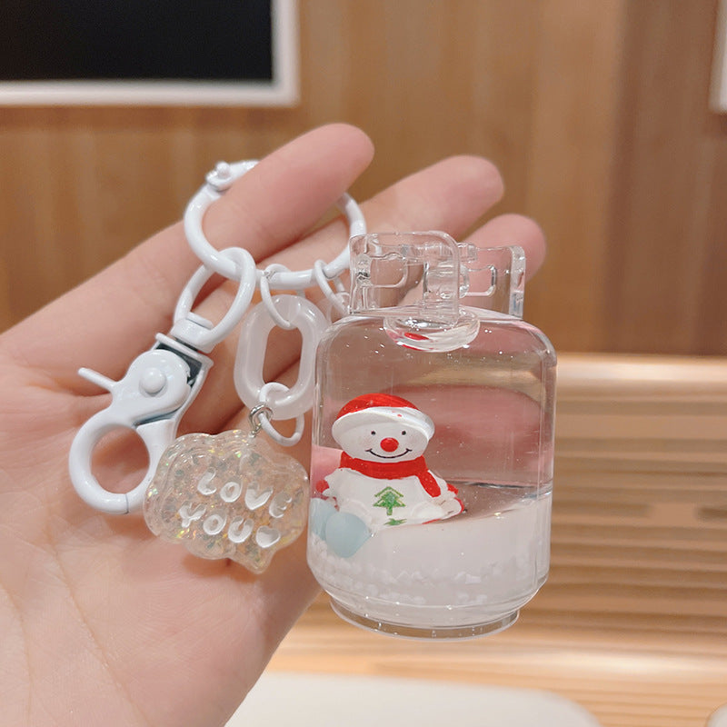 Wholesale Acrylic Oil-filled Quicksand Bottle Christmas Series Key Chain